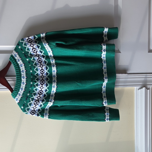 J Crew Factory Fairisle green sweater size M - Picture 4 of 4